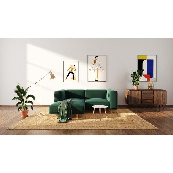 Sötétzöld bársony sarokkanapé (bal oldali) Kukumo – Ame Yens-image-3