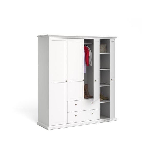 Fehér ruhásszekrény 181x201 cm Paris – Tvilum-image-4