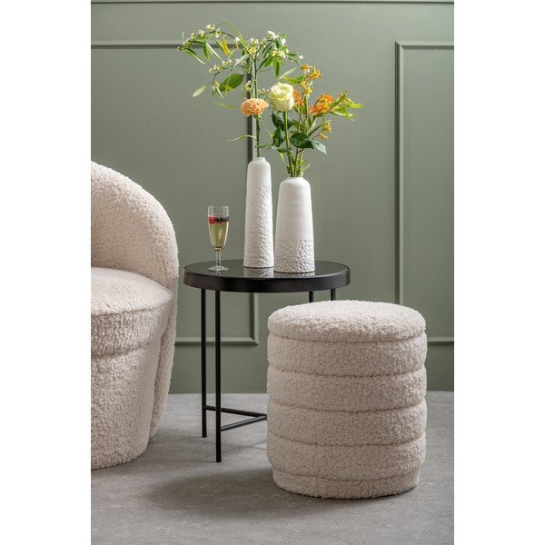 Cuddly fehér kerek puff tárolóhellyel - Leitmotiv-image-1