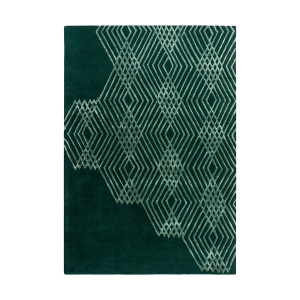 Diamonds zöld gyapjú szőnyeg, 120 x 170 cm - Flair Rugs
