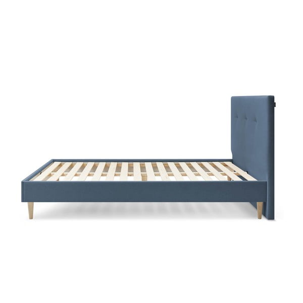 Kék kárpitozott franciaágy ágyráccsal 160x200 cm Tory – Bobochic Paris-image-2