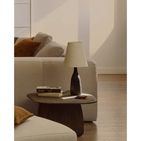 Fekete-krémszínű asztali lámpa textil búrával (magasság 56 cm) Luvia – Kave Home-image-2