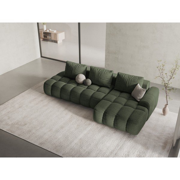 Zöld kinyitható-tárolóhelyes sarokkanapé (jobb oldali-heverő résszel) Linz – Cosmopolitan Design-image-1