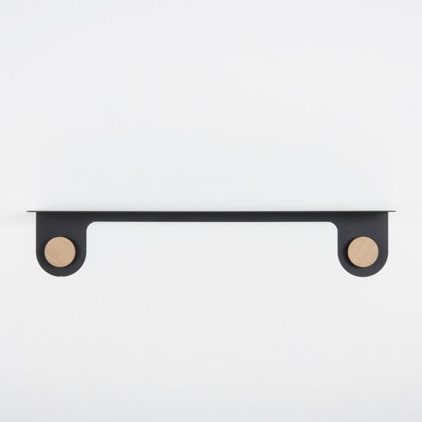 Hook fekete fali polc 2 akasztóval, hossz 70 cm - Gazzda-image-2