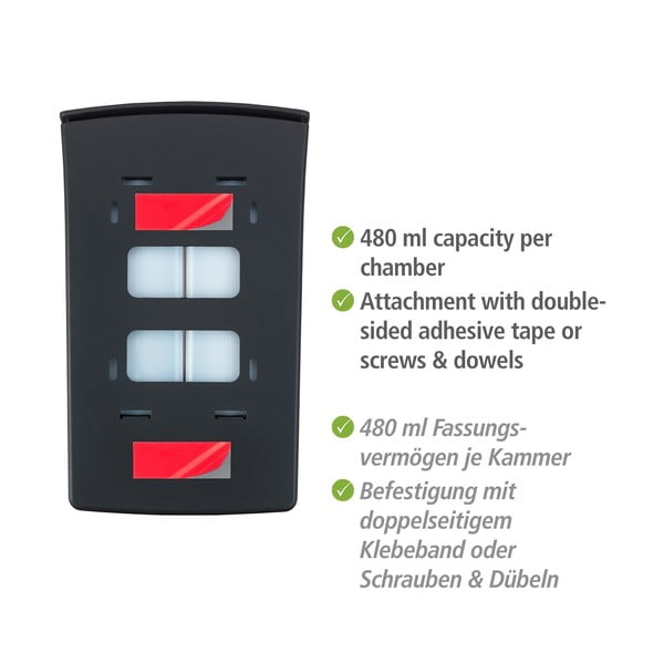 Fekete fali műanyag szappanadagoló 0.96 l Tartas – Wenko-image-4