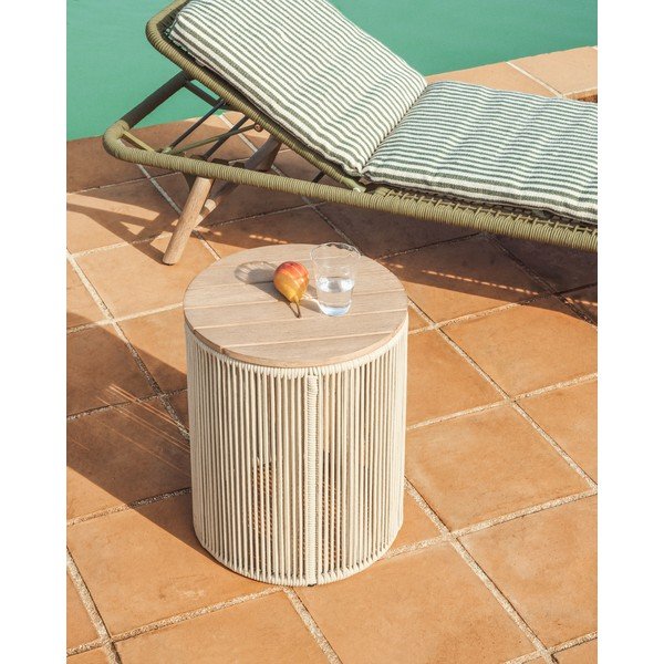 Kerek kerti kisasztal akácfa asztallappal ø 40 cm Dandara – Kave Home-image-1