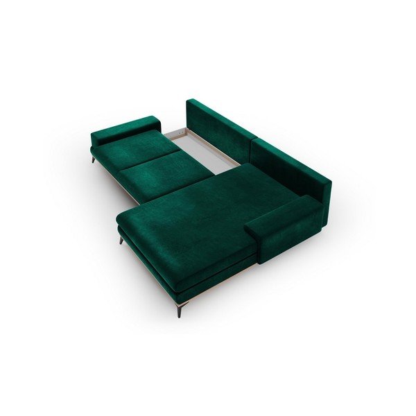 Astre palackzöld kinyitható sarokkanapé bársony kárpittal, jobb oldali - Windsor & Co Sofas-image-3