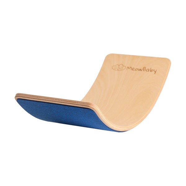 Kék-natúr színű borovi fenyő egyensúlyozó deszka 80x30x18 cm Montessori – Meowbaby