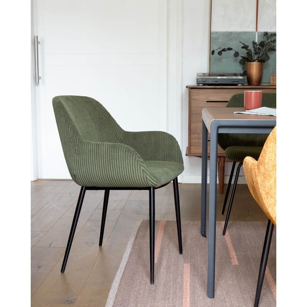 Khaki kárpitozott étkezőfotel Konna – Kave Home-image-1