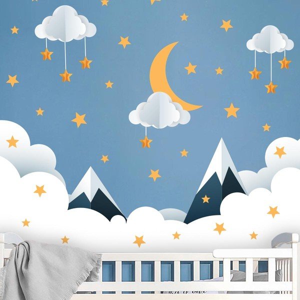 Gyerek falmatrica 90x60 cm Mountains in Stars and Clouds – Ambiance-image-4