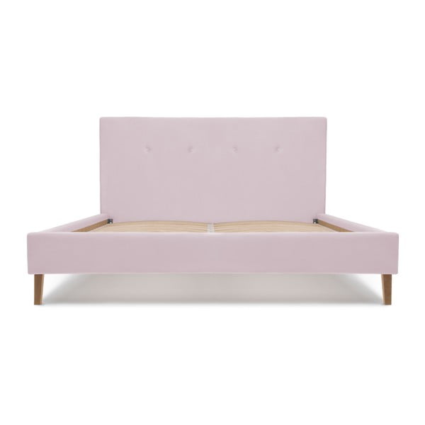 Kent rózsaszín ágy természetes lábakkal, 140 x 200 cm - Vivonita-image-3