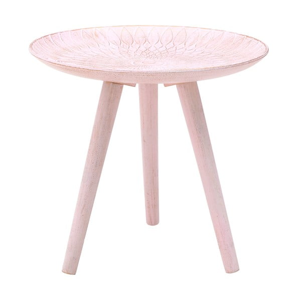 Antique rózsaszín tárolóasztal nyírfából, ⌀ 40 cm - InArt