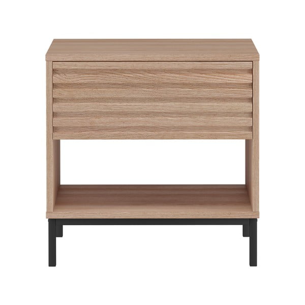 Natúr színű éjjeliszekrény tölgyfa dekoros asztallappal Celine – Støraa-image-2