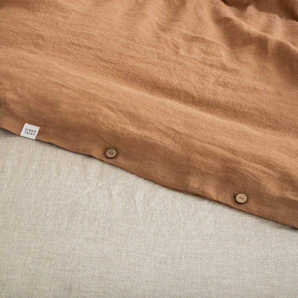 Barna egyszemélyes len ágyneműhuzat 140x200 cm – Linen Tales-image-2