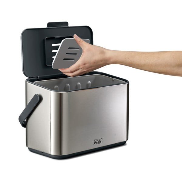 Ezüstszínű komposztálható hulladék gyűjtő 4 l Collect – Joseph Joseph-image-4