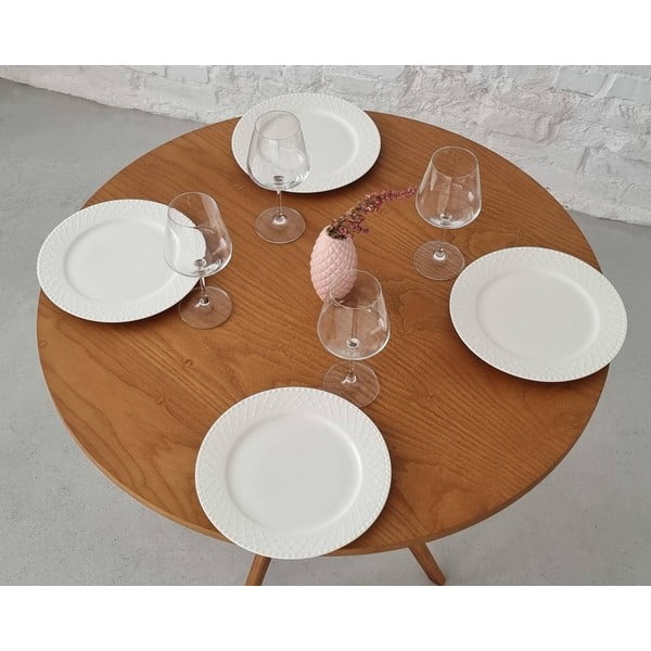 Kerek étkezőasztal kőrisfa dekoros asztallappal ø 90 cm Jubi – Ragaba-image-3