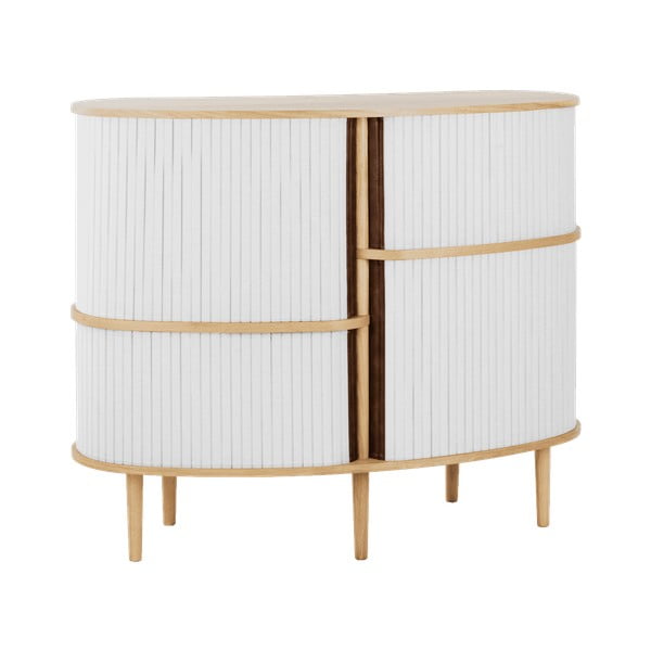 Szürke-natúr színű szekrény tolóajtóval, tölgyfa dekorral 120x100x50 cm Audacious – UMAGE-image-1