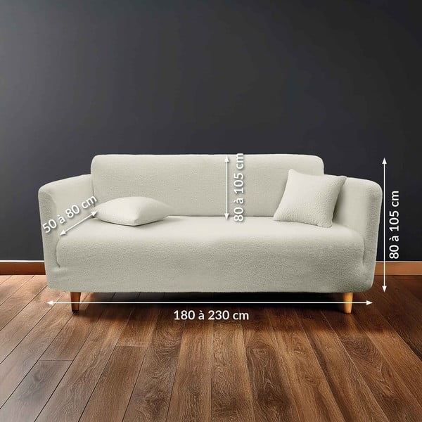 Krémszínű háromszemélyes gumis kanapé huzat Laina – douceur d'intérieur-image-2