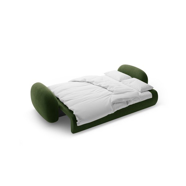 Zöld bársony kinyitható-tárolóhelyes kanapé 262 cm Tonale – Cosmopolitan Design-image-4