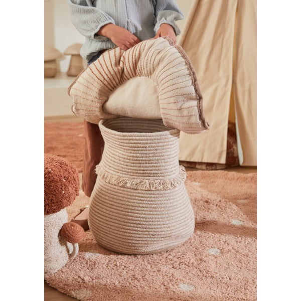 Világos rózsaszín mosható kézi szövésű pamut gyerek szőnyeg ø140 cm Round Dot Rose – Lorena Canals-image-4