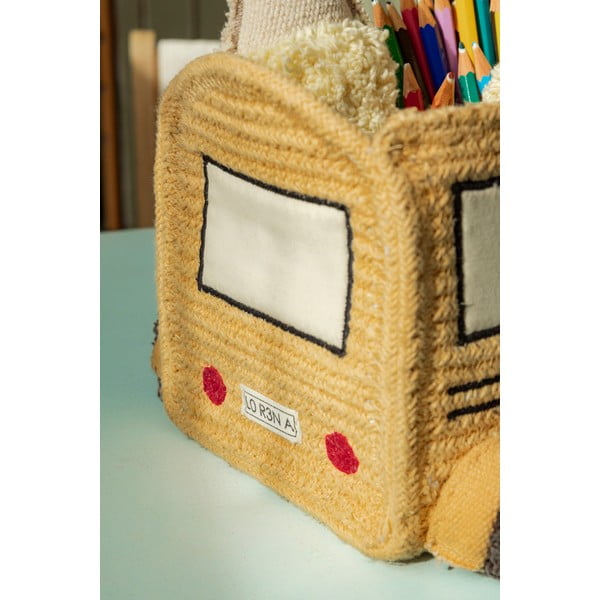 Okkersárga textil játéktároló kosár 22x19x15 cm School Bus – Lorena Canals-image-4