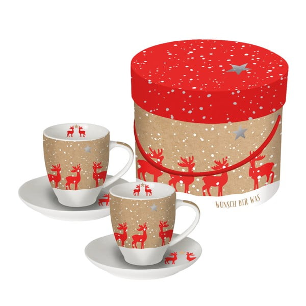Make a Wish 2 részes porcelán eszpresszó csésze szett karácsonyi motívummal, díszdobozban, 100 ml - PPD