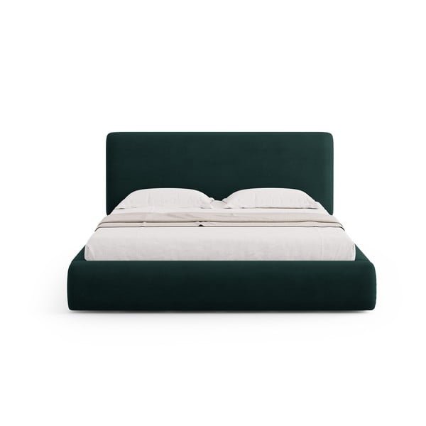 Sötétzöld kárpitozott ágyneműtartós franciaágy ágyráccsal 140x200 cm Colonel – Cosmopolitan Design-image-3