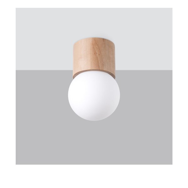 Fehér-natúr színű mennyezeti lámpa üveg búrával ø 12 cm Surtur – Sollux-image-2