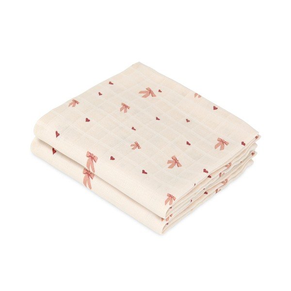 Rózsaszín-bézs muszlin pelenka készlet 2 db-os 70x70 cm Bows – Cam Cam Copenhagen