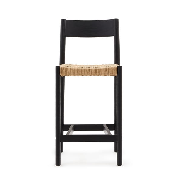 Fekete-natúr színű tölgyfa bárszék (ülésmagasság 65 cm) Yalia – Kave Home-image-4