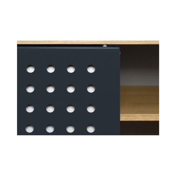 Dann Dots tölgyfa mintás TV-állvány fekete-fehér részletekkel, hosszúság 135 cm - TemaHome-image-1