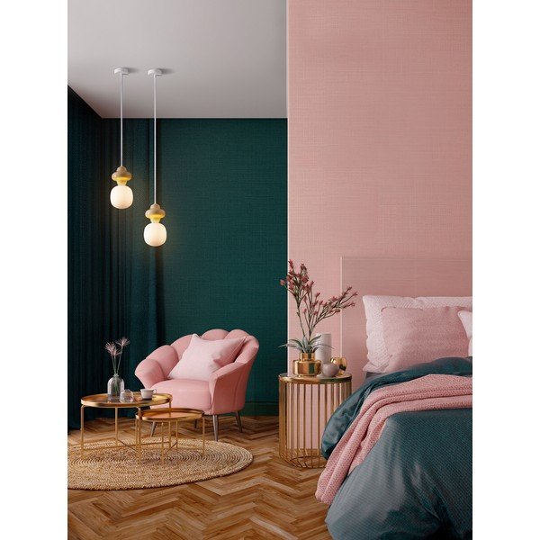 Fehér-krémszínű kerámia függőlámpa üveg búrával ø 18 cm Clio – Nova Luce-image-2