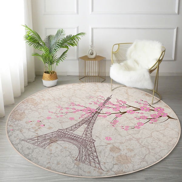 Világos rózsaszín mosható-robotporszívóval tisztítható kerek szőnyeg ø 120 cm Comfort – Mila Home-image-2