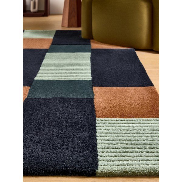 Sötétkék kézi szövésű szőnyeg újrahasznosított szálakból 120x170 cm Franka – MADE-image-3