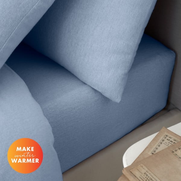 Világoskék gumis flanel lepedő 150x200 cm Brushed – Catherine Lansfield-image-3