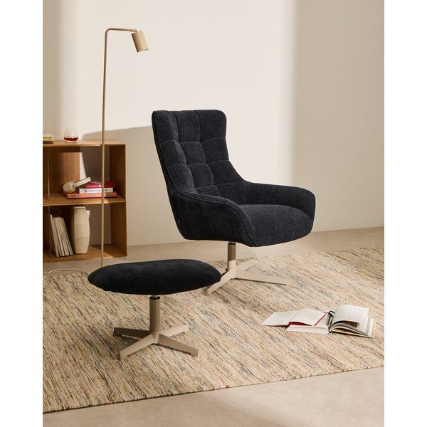 Sötétkék zsenília lábtartó Teryl – Kave Home-image-1