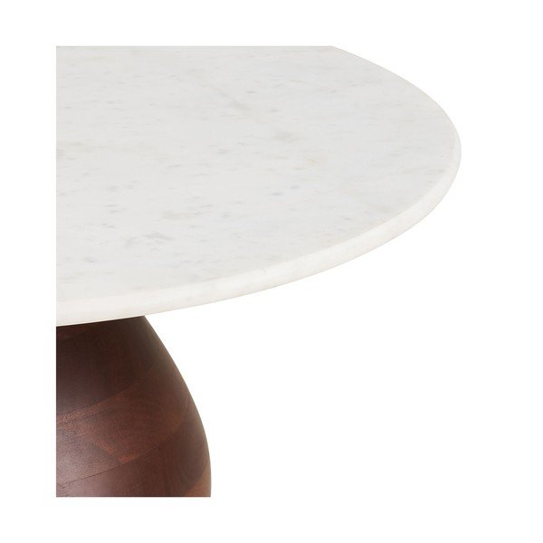Fehér-sötét natúr színű kerek dohányzóasztal márvány asztallappal ø 70 cm Heide – House Nordic-image-4