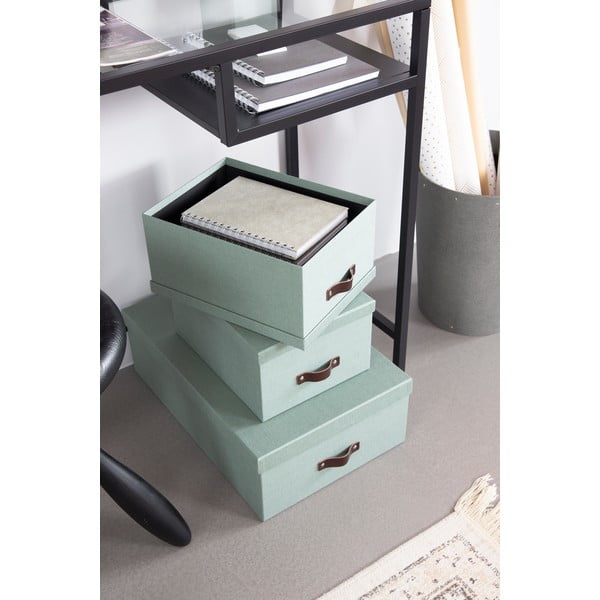 Mentazöld fedeles karton tárolódoboz szett 3 db-os 31x47x15 cm Inge – Bigso Box of Sweden-image-2