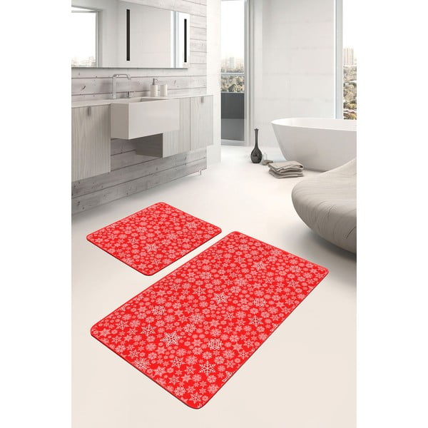 Piros fürdőszobai kilépő szett 2 db-os 60x100 cm – Mila Home