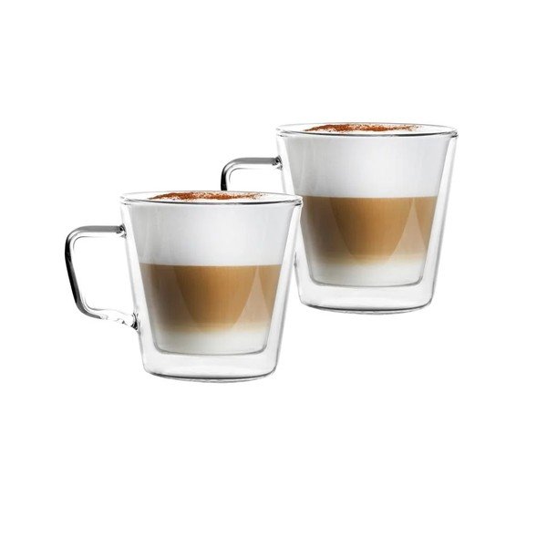 Üveg bögre szett 2 db-os cappucinóhoz-duplafalú 350 ml – Vialli Design