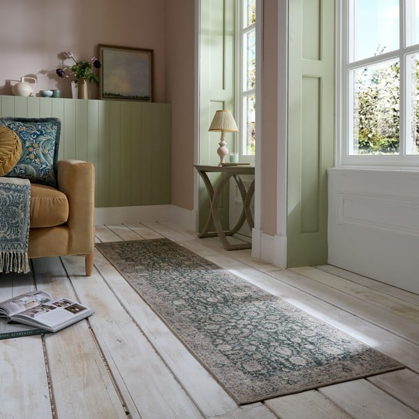 Zöld mosható futószőnyeg 60x230 cm Beau Floral – Flair Rugs-image-1