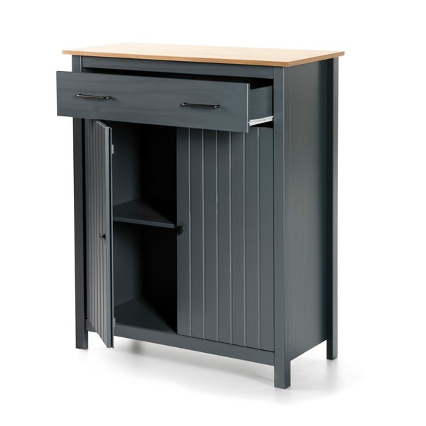 Sötétkék borovi fenyő magas komód 90x110 cm Miranda – Marckeric-image-3