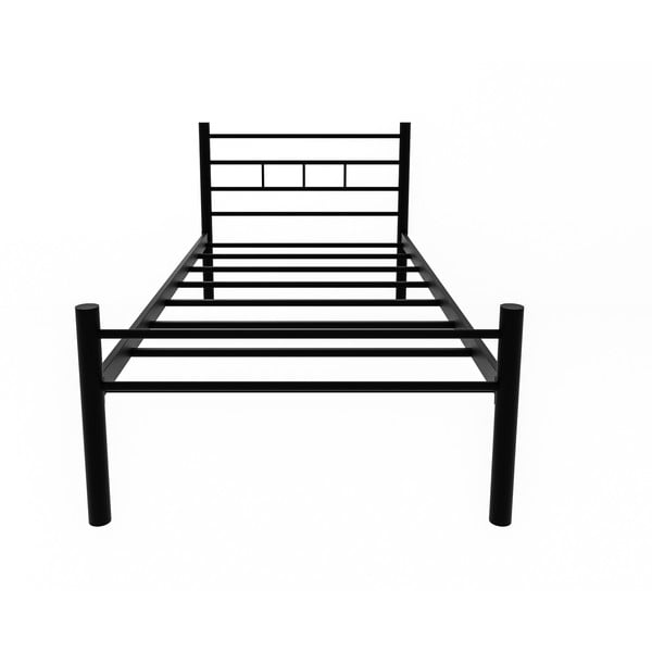 Fekete fém egyszemélyes ágy ágyráccsal 90x200 cm K70 – Kalune Design-image-2