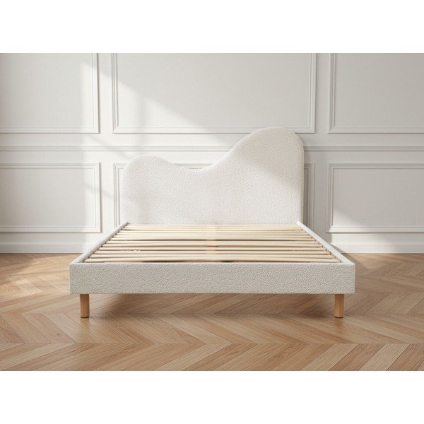 Fehér kárpitozott kárpitozott franciaágy ágyráccsal 160x200 cm Celina – Bobochic Paris-image-2