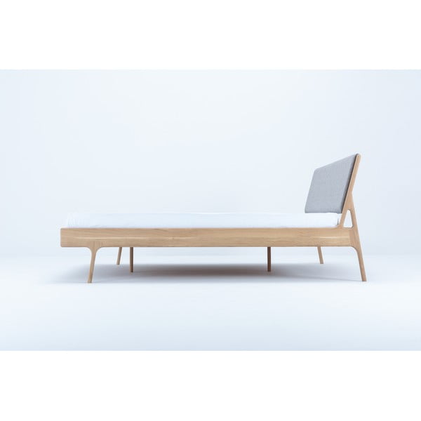 Szürke-natúr színű tölgyfa franciaágy 160x200 cm Fawn – Gazzda-image-3