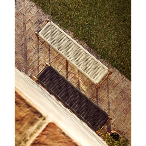 Bézs-natúr színű tömörfa kerti pad Alipa – Kave Home-image-3