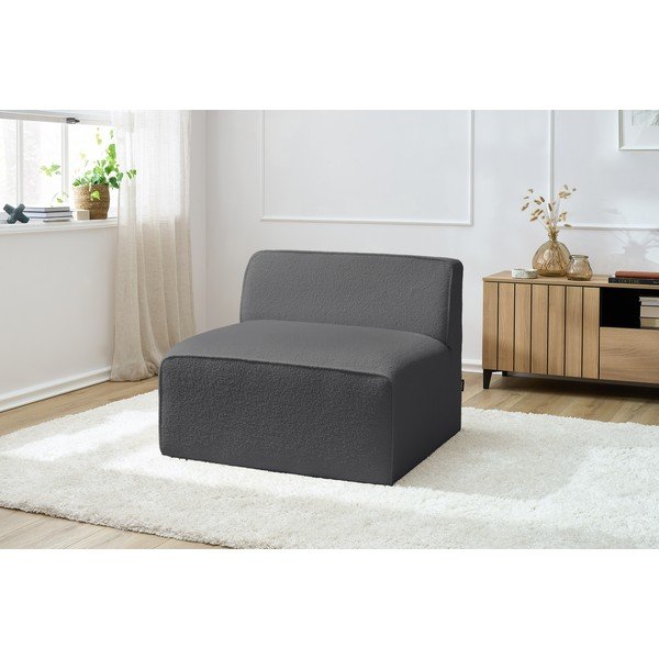 Sötétszürke buklé kanapé modul (középső rész) Megeve – Bobochic Paris-image-1
