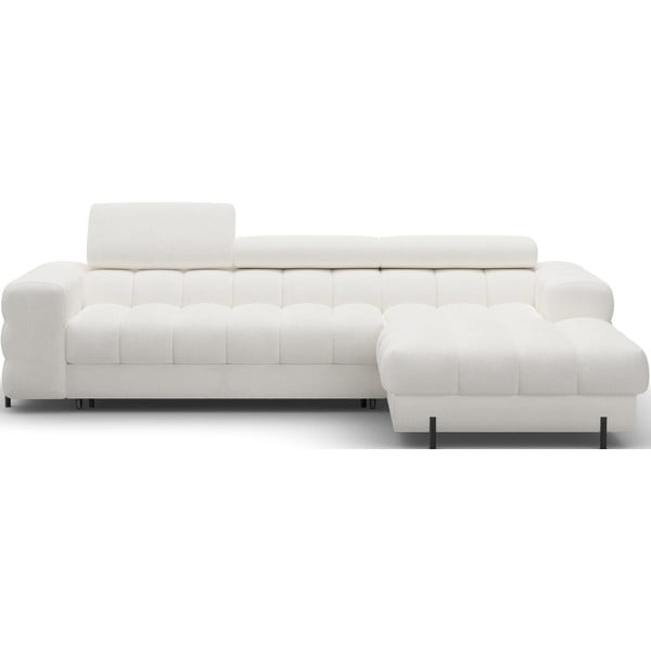 Krémszínű buklé kinyitható-tárolóhelyes sarokkanapé (jobb oldali-heverő résszel) Felro – ELTAP