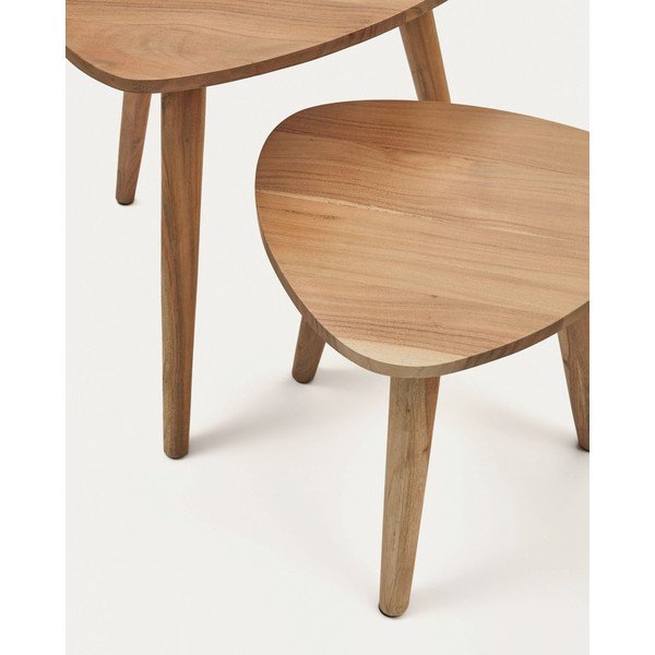 Akácfa tárolóasztal szett 2 db-os 60x61 cm Duvani – Kave Home-image-3