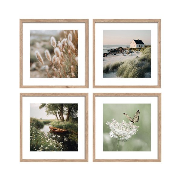 Nyomtatott keretezett kép szett 4 db-os 30x30 cm Subtle Nature – Styler